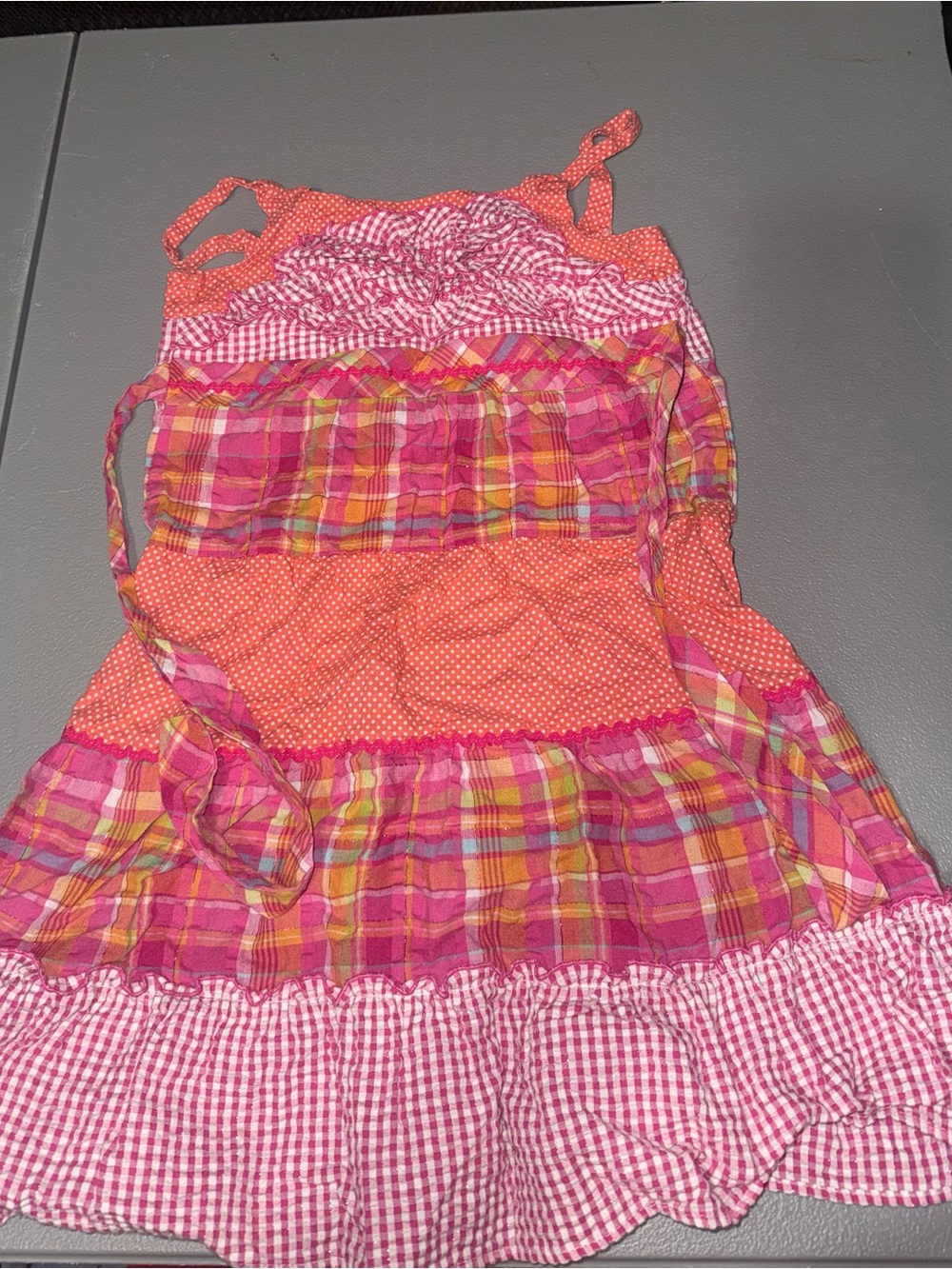 Girls Pink & Orange Tiered Sundress - Brand Unknown